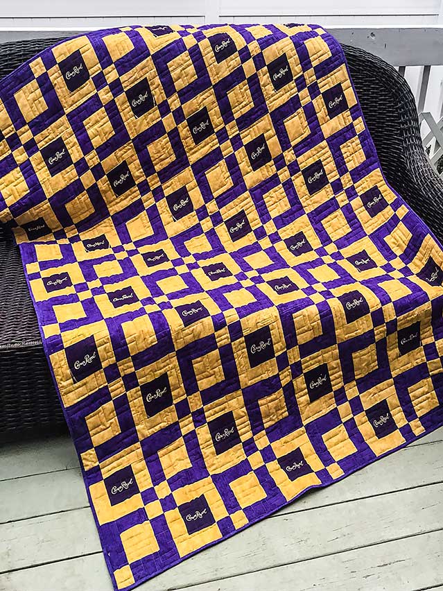 Quilt made from Crown Royal Bags