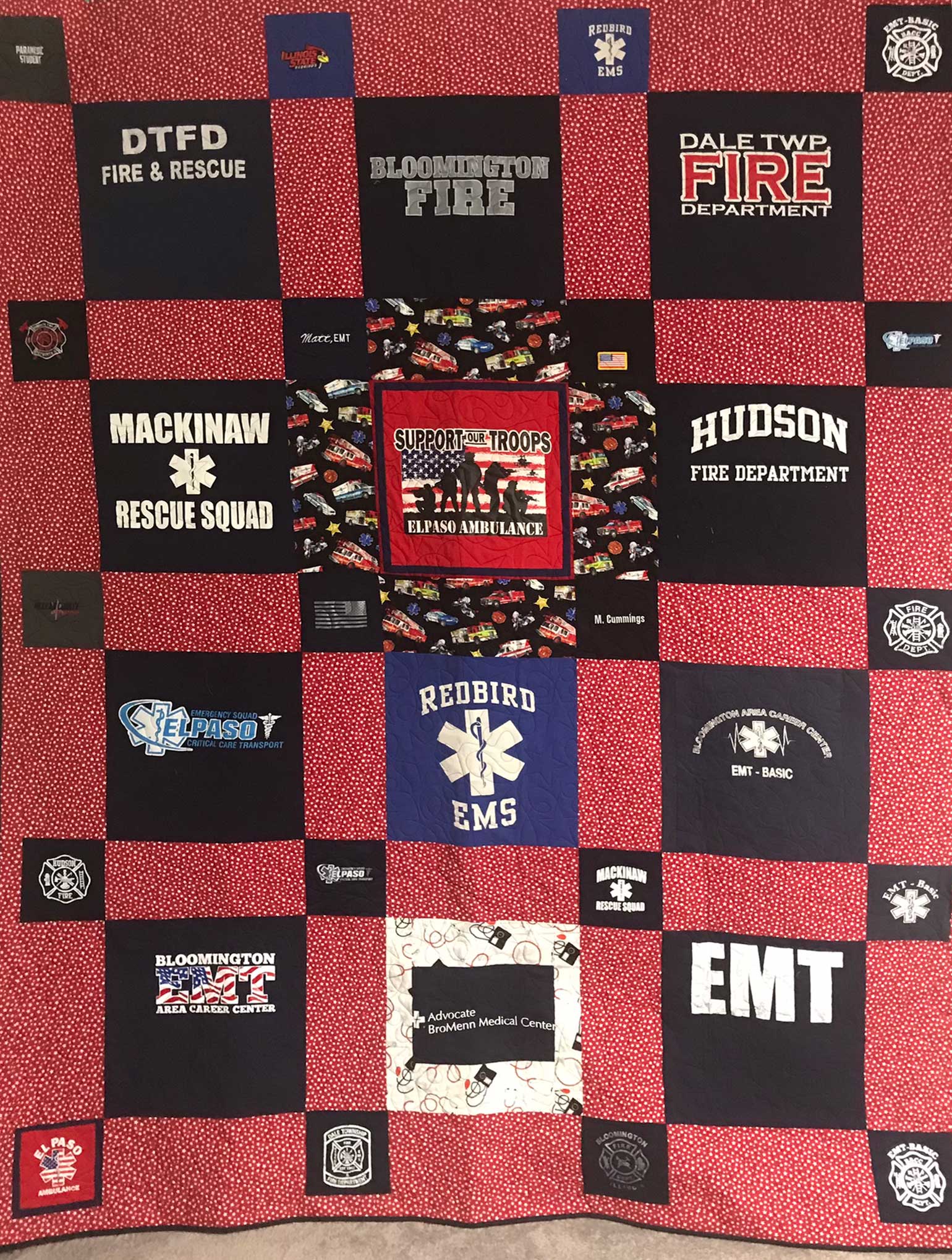 Matthews Quilt with EMT shirts